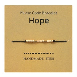 Morsekode armbånd "Hope - håb". Forgyldt. Sort. 
